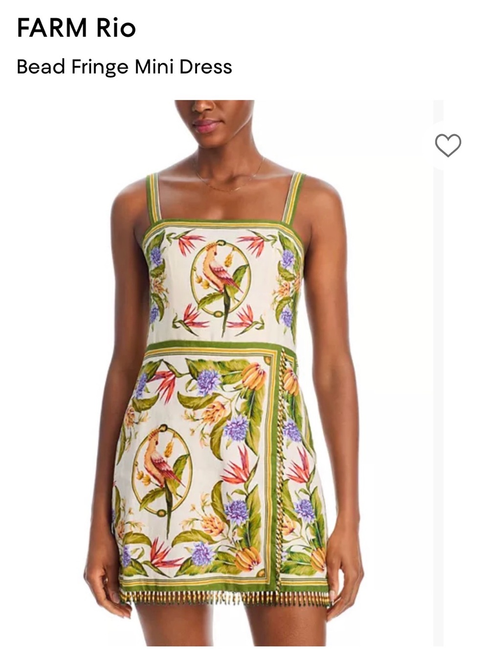 FARM Rio Cream Mini Dress with Green Trim and Multicolor Floral Print